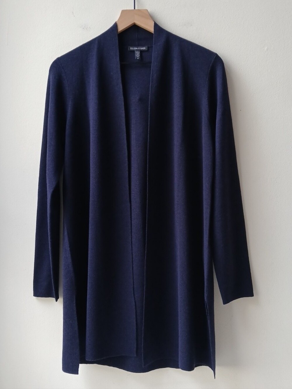 Eileen Fisher 100% Merino Wool Midi Cardigan Navy Women's Small